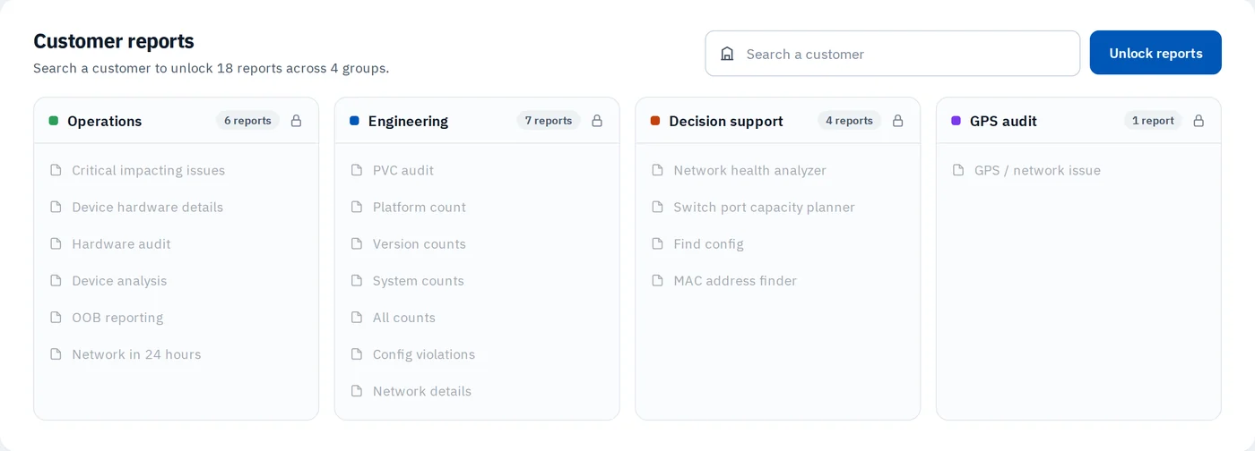 Customer reports: redesign