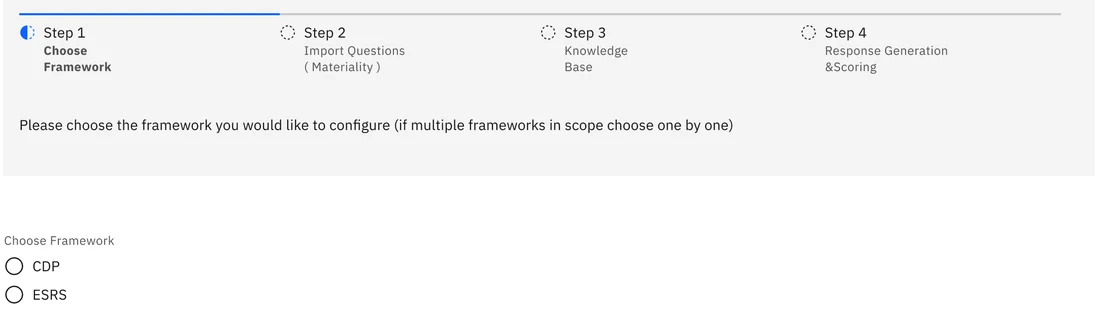 Setup wizard step 1 with a single framework choice