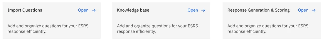 Three step tiles on the project dashboard