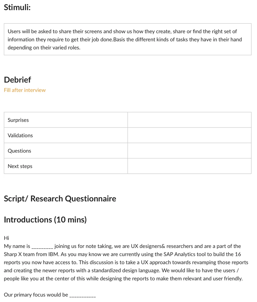 Research guide: stimuli, debrief and script