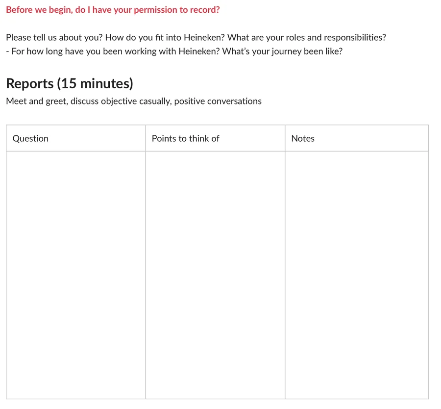 Research guide: questions for reports