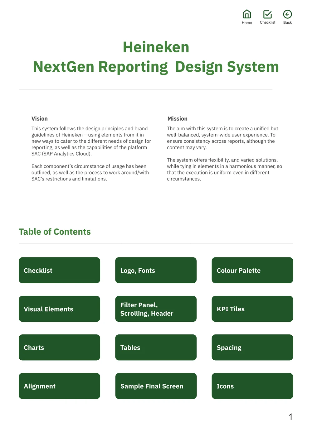 Heineken NextGen Reporting Design System cover